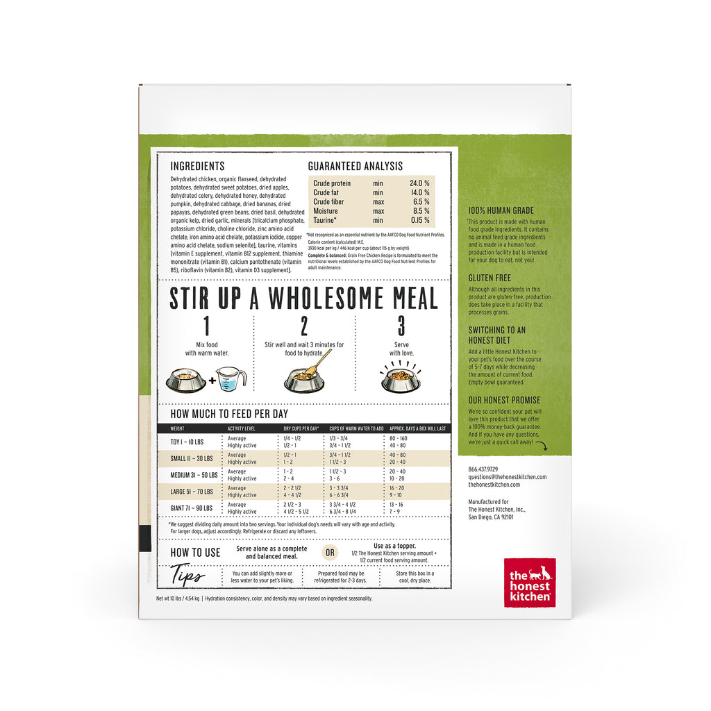 Honest Kitchen Grain Free Chicken Dehydrated Dog Food Only