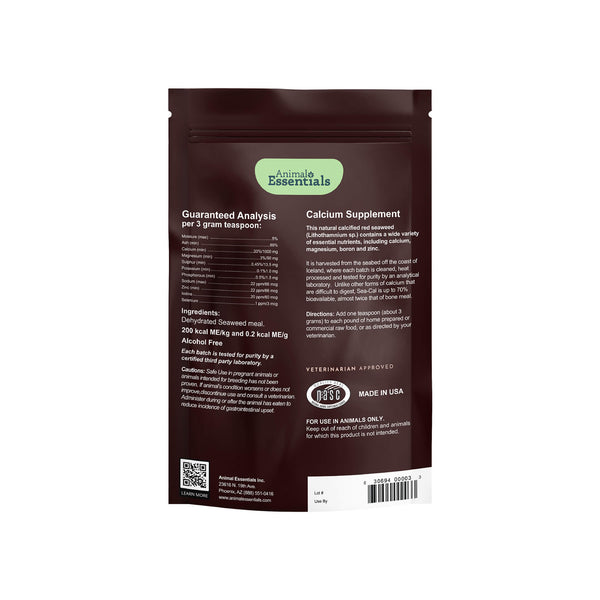Animal Essentials Sea-Cal Seaweed Calcium Powder Supplement for Dogs & Cats Back
