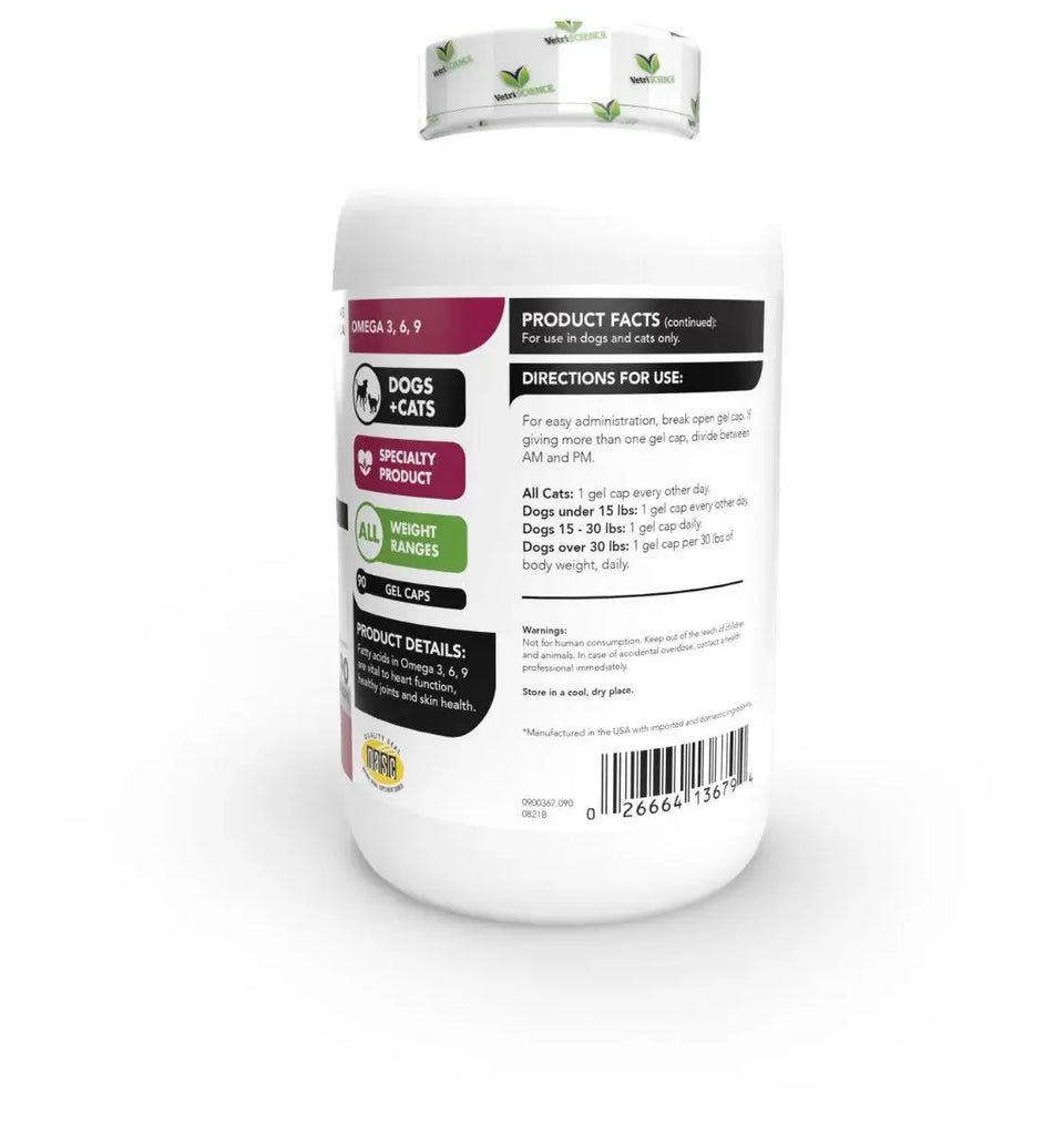 Vetri Science Omega 3 6 9 Fatty Acid Pet Supplement Only Natural Pet