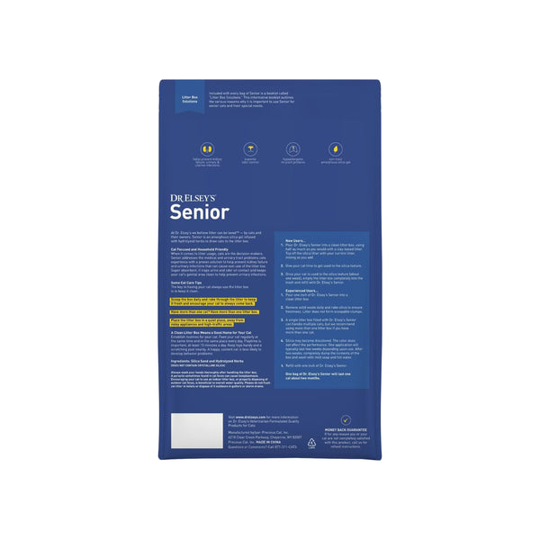 Dr. Elsey's Senior Hypoallergenic Non-Toxic Herbal Infused Silica Cat Litter Bag Back