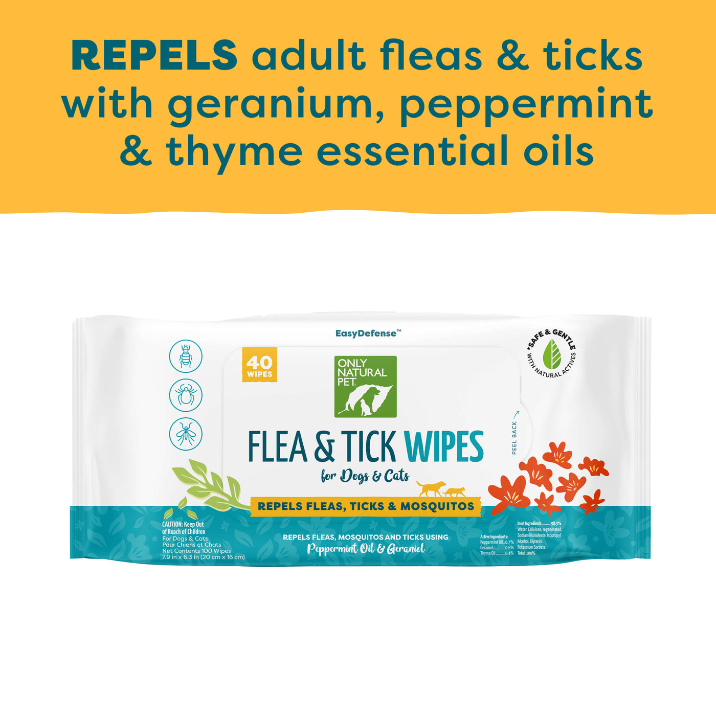 EasyDefense Flea & Tick Wipes for Dogs & Cats