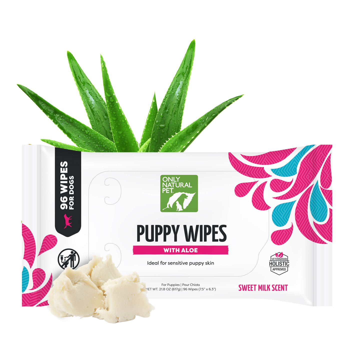 Only Natural Pet Puppy Wipes with Aloe for Sensitive Skin Only