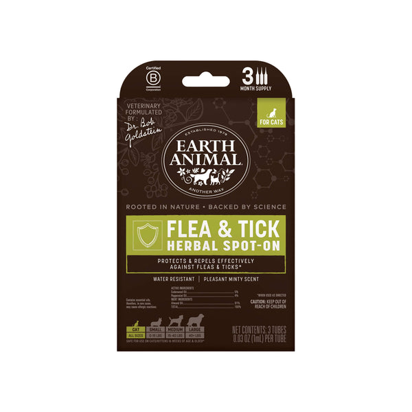 Earth Animal Flea & Tick Herbal Spot-On For Cats 3ct Front