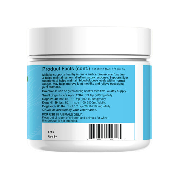 Animal Essentials VITALITY Maitake Mushroom Powder for Dogs & Cats Bottle Side Right