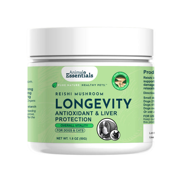 Animal Essentials LONGEVITY Reishi Mushroom Powder for Dogs & Cats Bottle Front