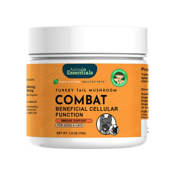 Animal Essentials COMBAT Mushroom Powder for Dogs & Cats Bottle Front