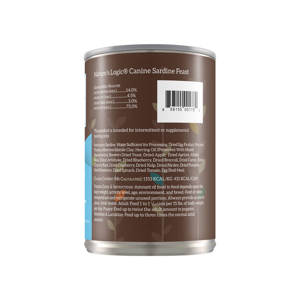 Nature's Logic Canine Sardine Feast Can Back