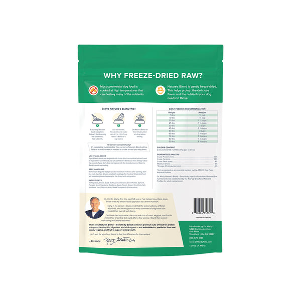 Dr. Marty Nature’s Blend Sensitivity Select Freeze Dried Dog Food