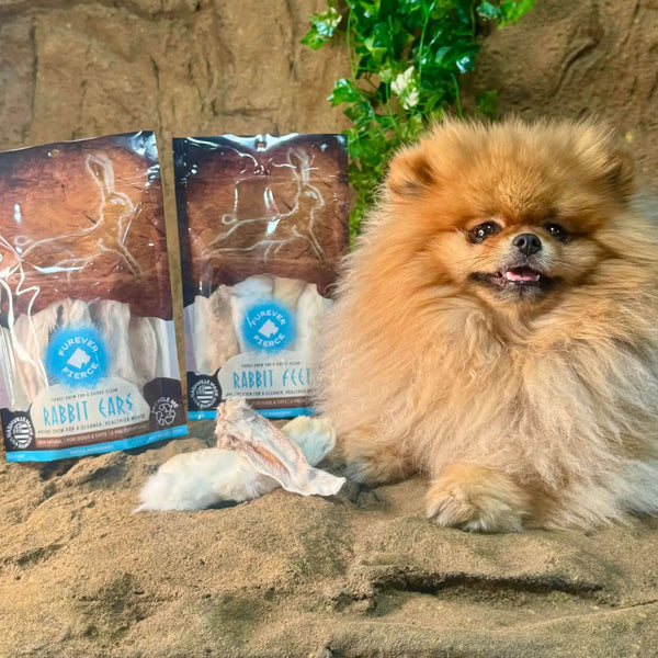 Furever Fierce Dehydrated Rabbit Ears & Feet for Dogs & Cats with Pom