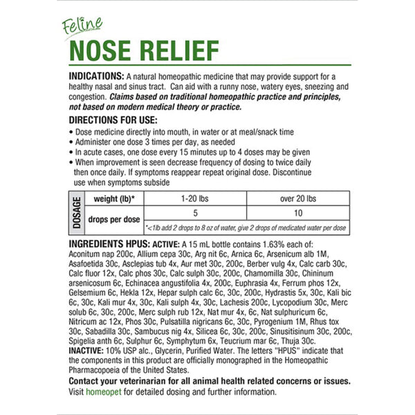 HomeoPet Feline Homeopathic Nose Relief Drops for Cats