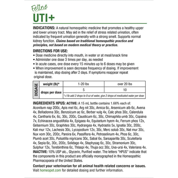 HomeoPet Feline Homeopathic UTI+ Drops for Cats