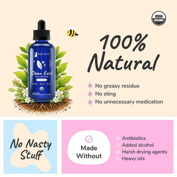 Kin + Kind Organic Ear Cleaner for Dogs