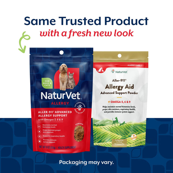 NaturVet Aller-911 Allergy Aid Powder Plus Omegas for Dogs & Cats Transition