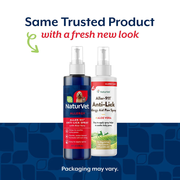 NaturVet Aller-911 Anti-Lick Allergy Aid Paw Spray for Dogs & Cats Transition
