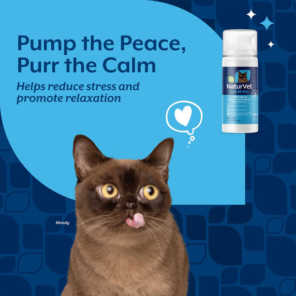 NaturVet Lickable Calming Supplement with Melatonin for Cats Pump the Peace