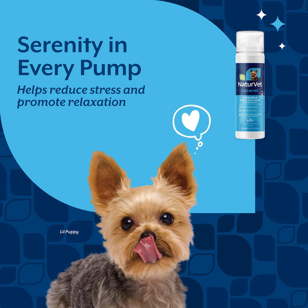 NaturVet Lickable Calming Supplement with Melatonin for Dogs Serenity in Every Pump