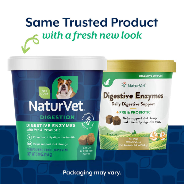 NaturVet Digestive Enzymes Daily Digestive Support Soft Chews for Dogs Transition