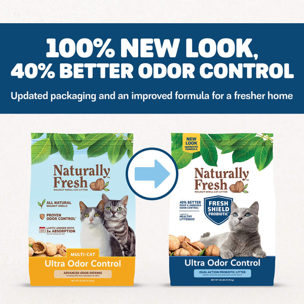 Naturally Fresh Ultra Odor Control Walnut Shell Probiotic Cat Litter Transition