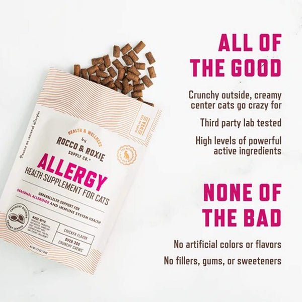 Rocco & Roxie Allergy Health Supplement Crunchy Chews for Cats All of the Good