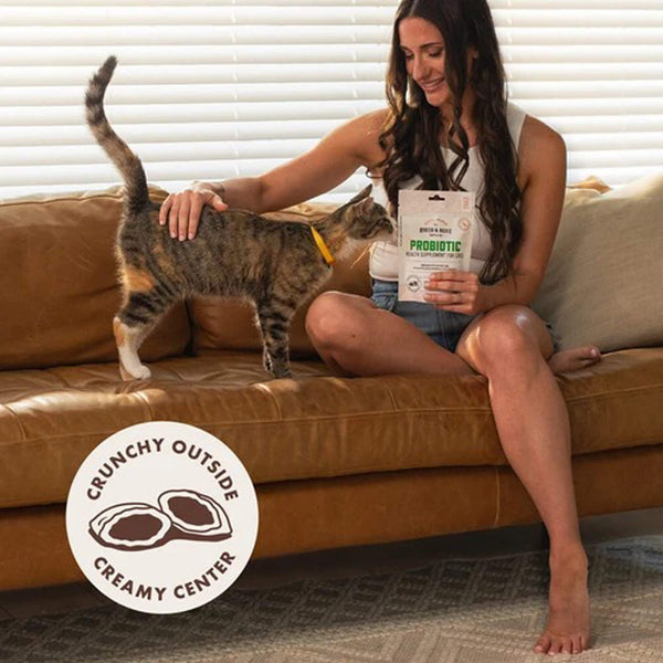 Rocco & Roxie Probiotic Health Supplement Crunchy Chews for Cats Crunchy Outside Creamy Center