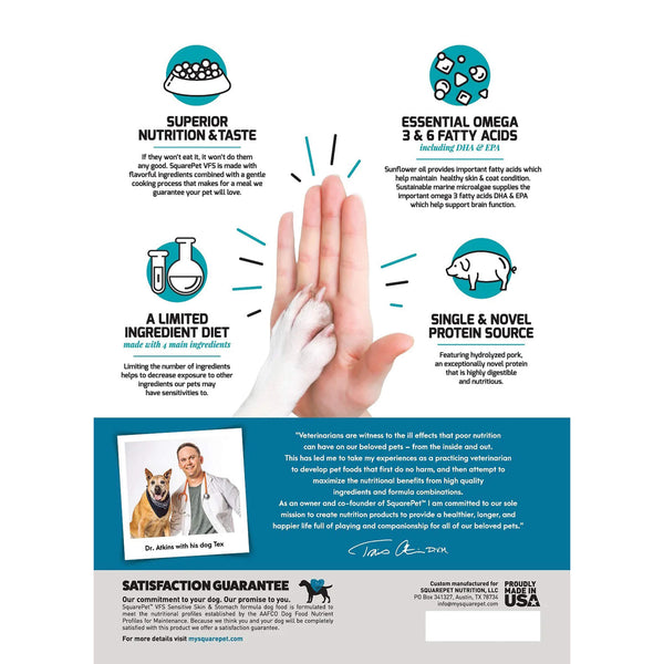 Square Pet VFS Skin & Digestive Support Dry Dog Food Highlights