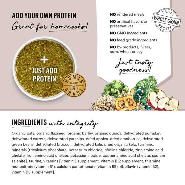 The Honest Kitchen Wholemade Whole Grain Fruit & Veggie Base Mix Dog Food Ingredients