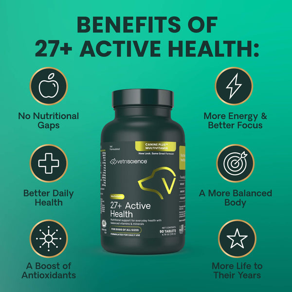 VetriScience Canine Plus Senior 27+ Active Health Multi-Vitamin Benefits