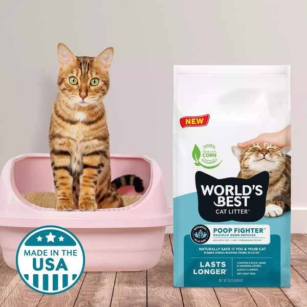 World's Best Cat Litter Poop Fighter Maximum Odor Defense Litter Bag with Cat