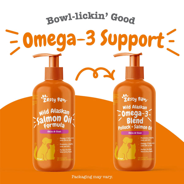 Zesty Paws Omega-3 Blend Pollock & Salmon Oil for Dogs & Cats omega-3 support