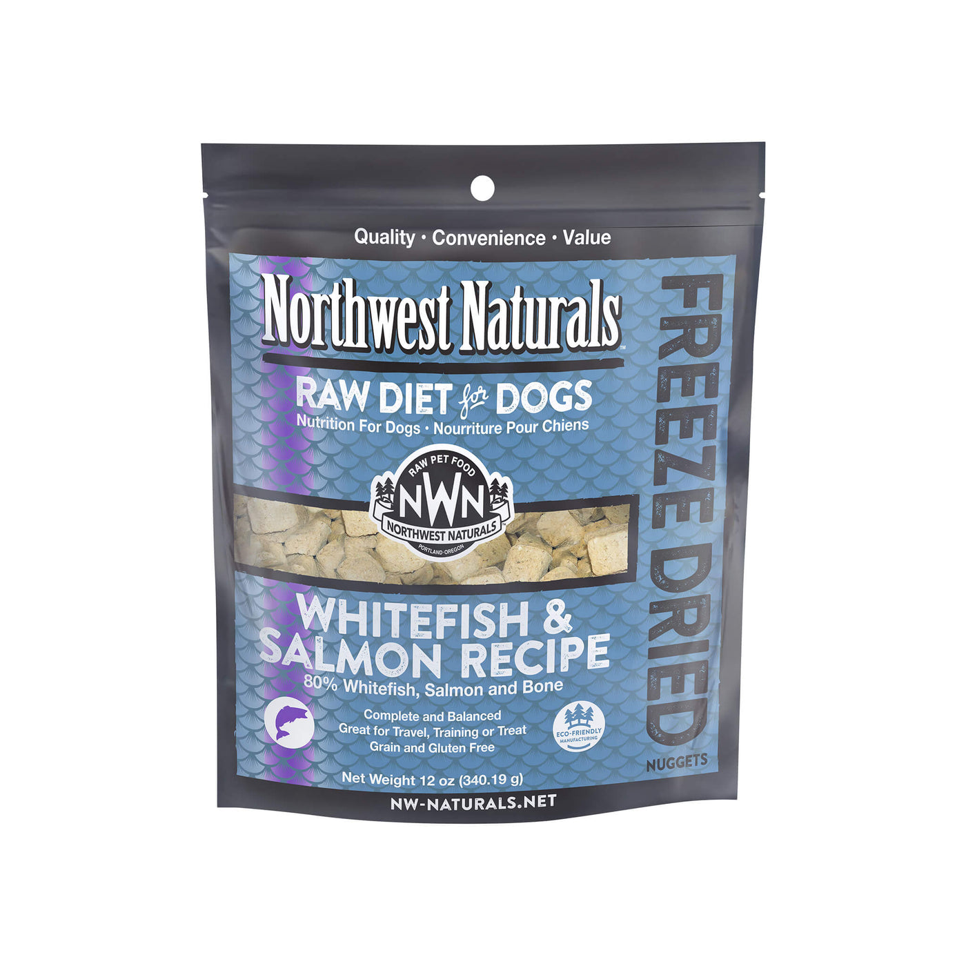 Northwest Naturals Dog Freeze Dried Nuggets Whitefish Salmon 25oz