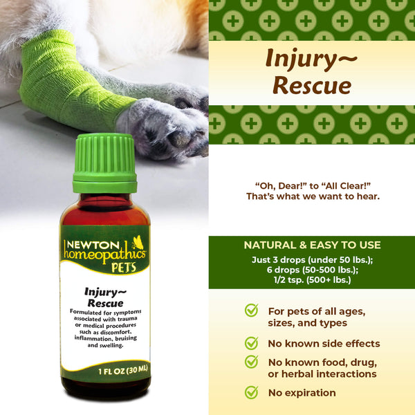 Newton Homeopathic Pets Injury Rescue Infographic