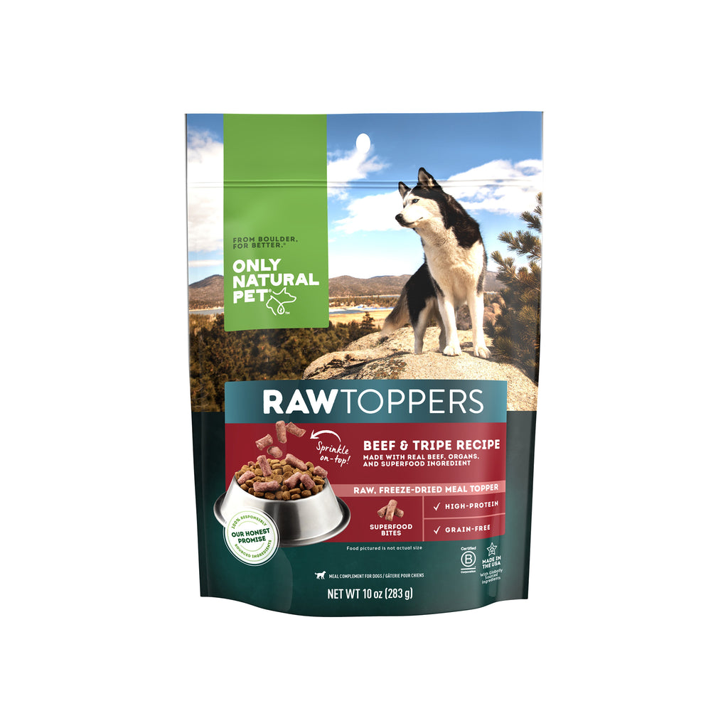 Raw Toppers Beef Tripe Meal Topper for Dogs Only Natural Pet