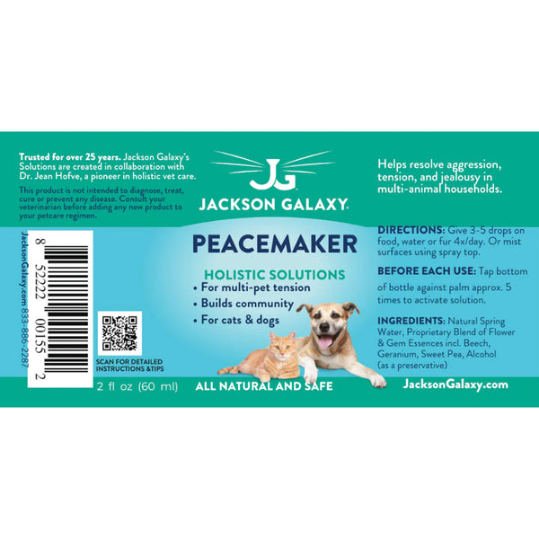 Jackson Galaxy Peacemaker for Cats and Dogs Label