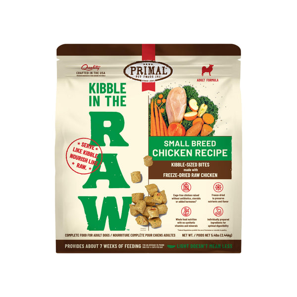 Primal Kibble in the Raw Small Breed Food Front of Bag