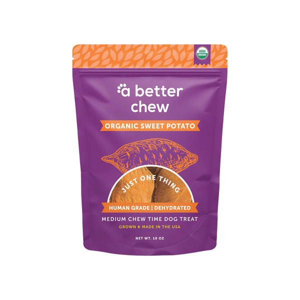 A Better Treat Dehydrated Organic Sweet Potato Chews for Dogs Front of Package