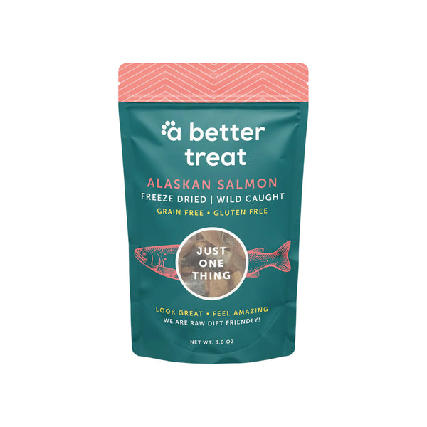 A Better Treat Freeze Dried Wild Caught Salmon Freeze Dried Treats for Dogs & Cats Front of Package
