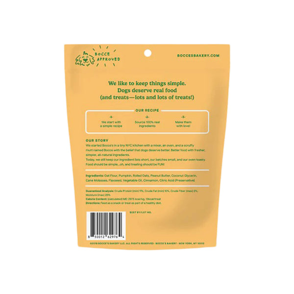 Bocce's Bakery Soft & Chewy Pumpk'n Spice Dog Treats Bag Back