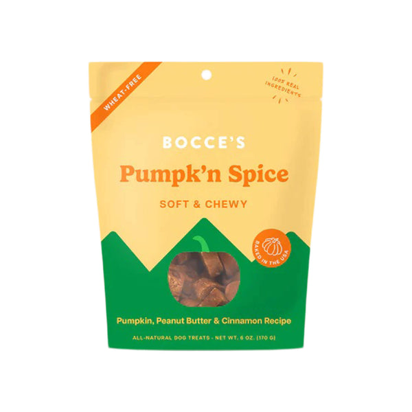 Bocce's Bakery Soft & Chewy Pumpk'n Spice Dog Treats Bag Front