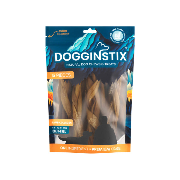Dogginstix Lamb Collagen Dog Chews Front of Bag