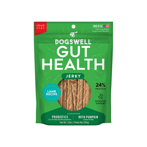 Dogswell Gut Health Jerky Dog Treat Front of Package