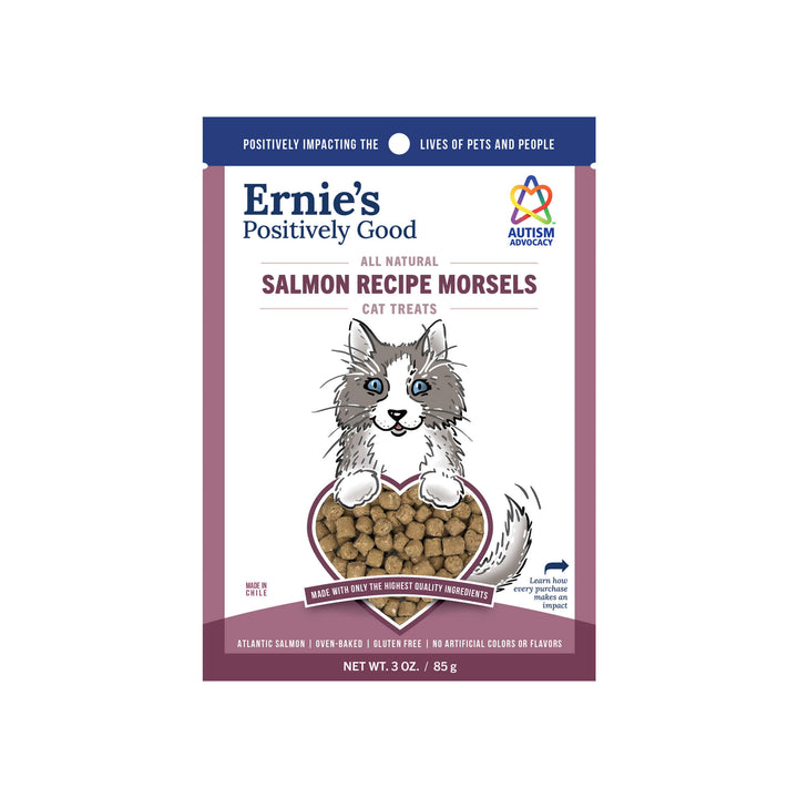 Ernie's Positively Good Oven Baked Salmon Cat Treats Front of Package