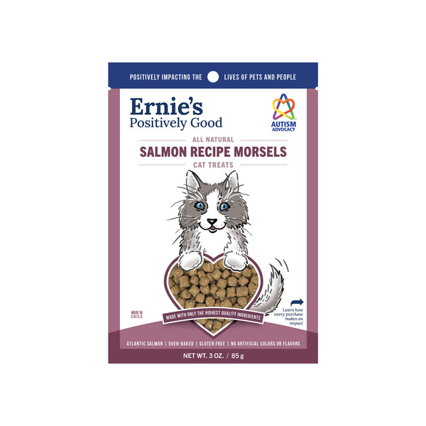 Ernie's Positively Good Oven Baked Salmon Cat Treats Front of Package