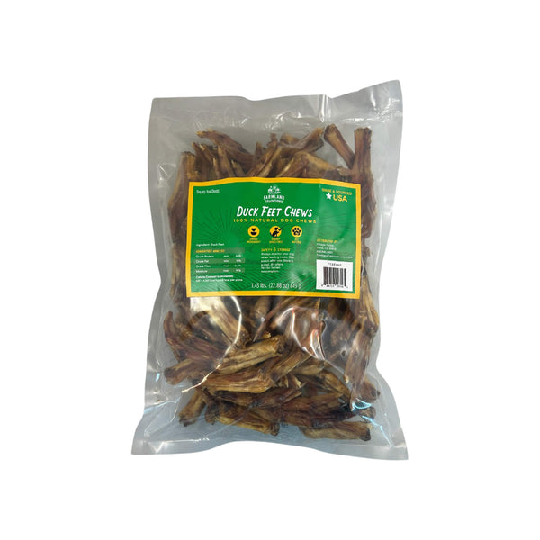 Farmland Traditions Duck Feet Dog Treats Front of Package