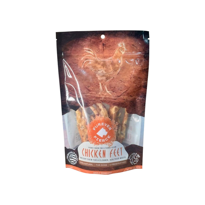 Furever Fierce Chicken Feet Dog Treats Front of Bag