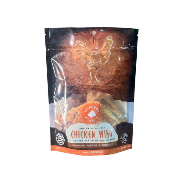 Furever Fierce Dehydrated Chicken Wing Dog Treats Front of Bag