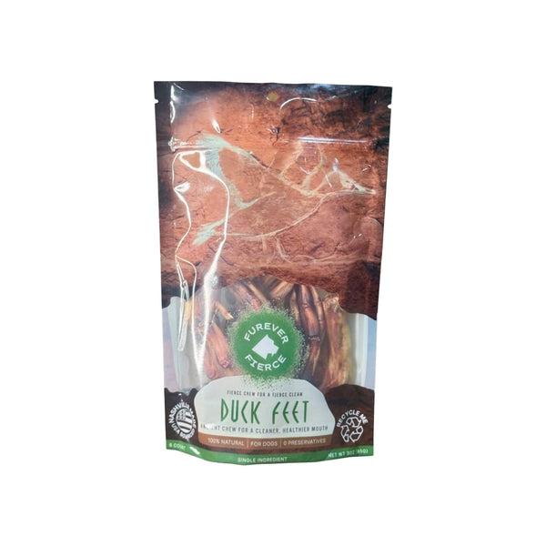 Furever Fierce Duck Feet Treats for Dogs Front of Bag