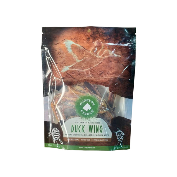 Furever Fierce Dehydrated Duck Wing Dog Treats Front of Bag