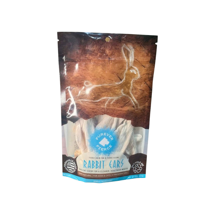 Furever Fierce Dehydrated Rabbit Ears for Dogs & Cats Front of Bag