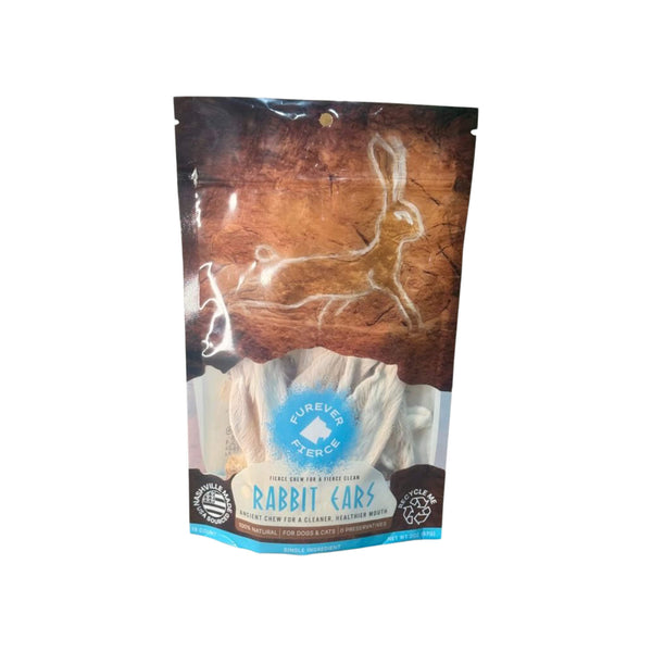 Furever Fierce Dehydrated Rabbit Ears for Dogs & Cats Front of Bag