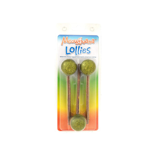 Meowijuana Lollies Catnip Topped Silvervine Sticks Cat Toys Front of Package
